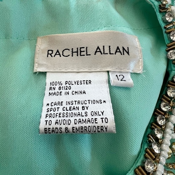 Rachel Allan Prom 2- Piece in Mint Green Size 12 Crop Top with Fishtail Bottom - Picture 6 of 9